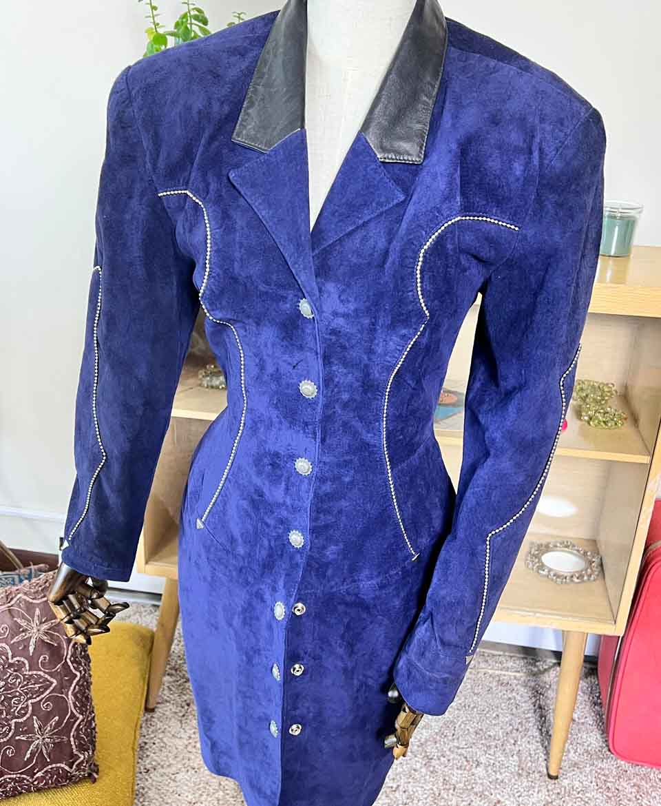 Blue Suede Leather 1980s North Beach - Image 2